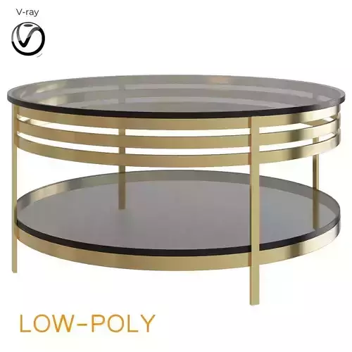 Myimagination 3d model gold and glass coffee table