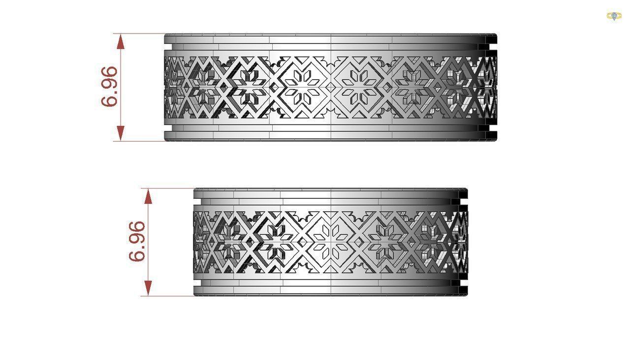 Wedding rings with tracery2 3D print model_1