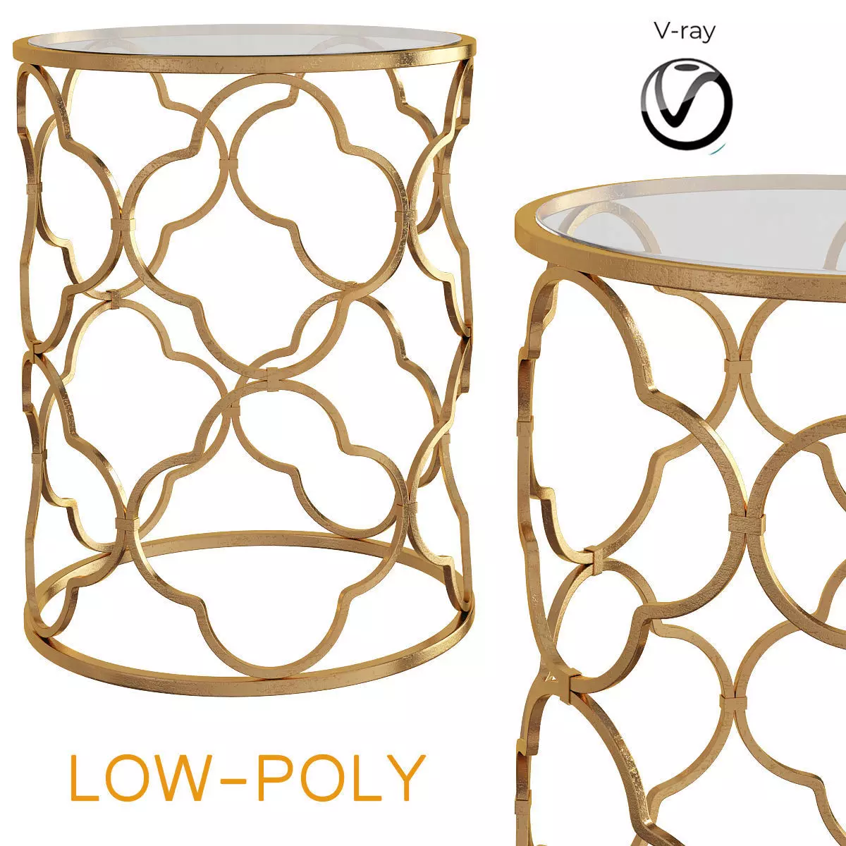 Benzara Superb Metal Glass Accent Table 3d model Low-poly 3D model
