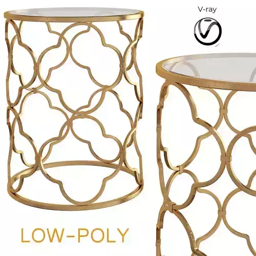 Benzara Superb Metal Glass Accent Table 3d model