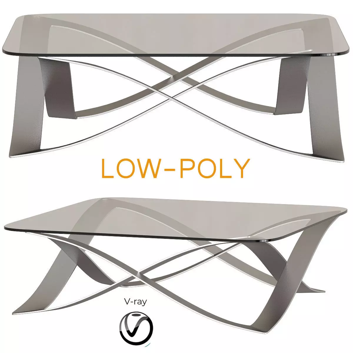 Minimalistic Glass Tables by Adi Fainer 3d model Low-poly 3D model_0