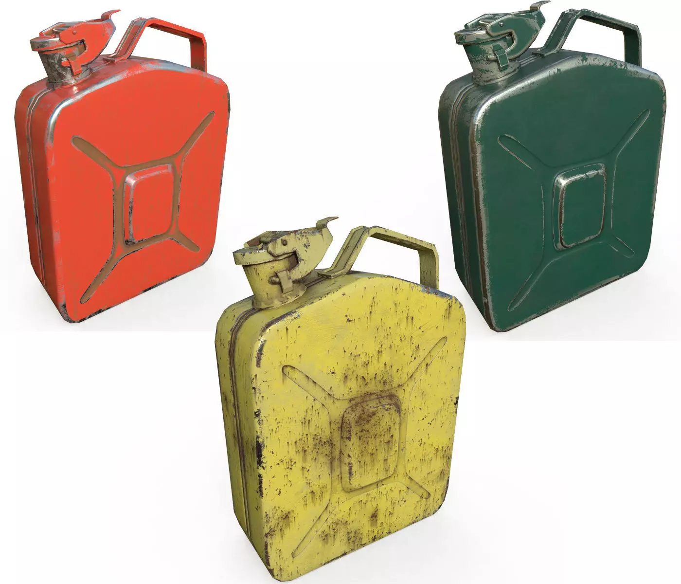 Set fuel cans PBR Low-poly 3D model_0