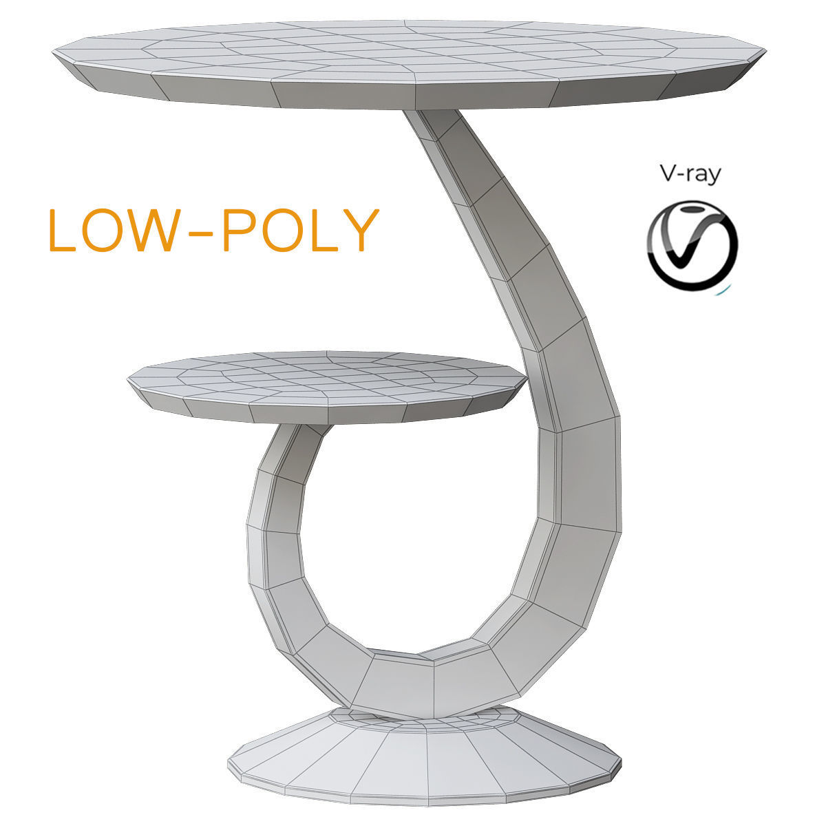 Lapidary Sculpted Drinks Table 3d model Low-poly 3D model_1