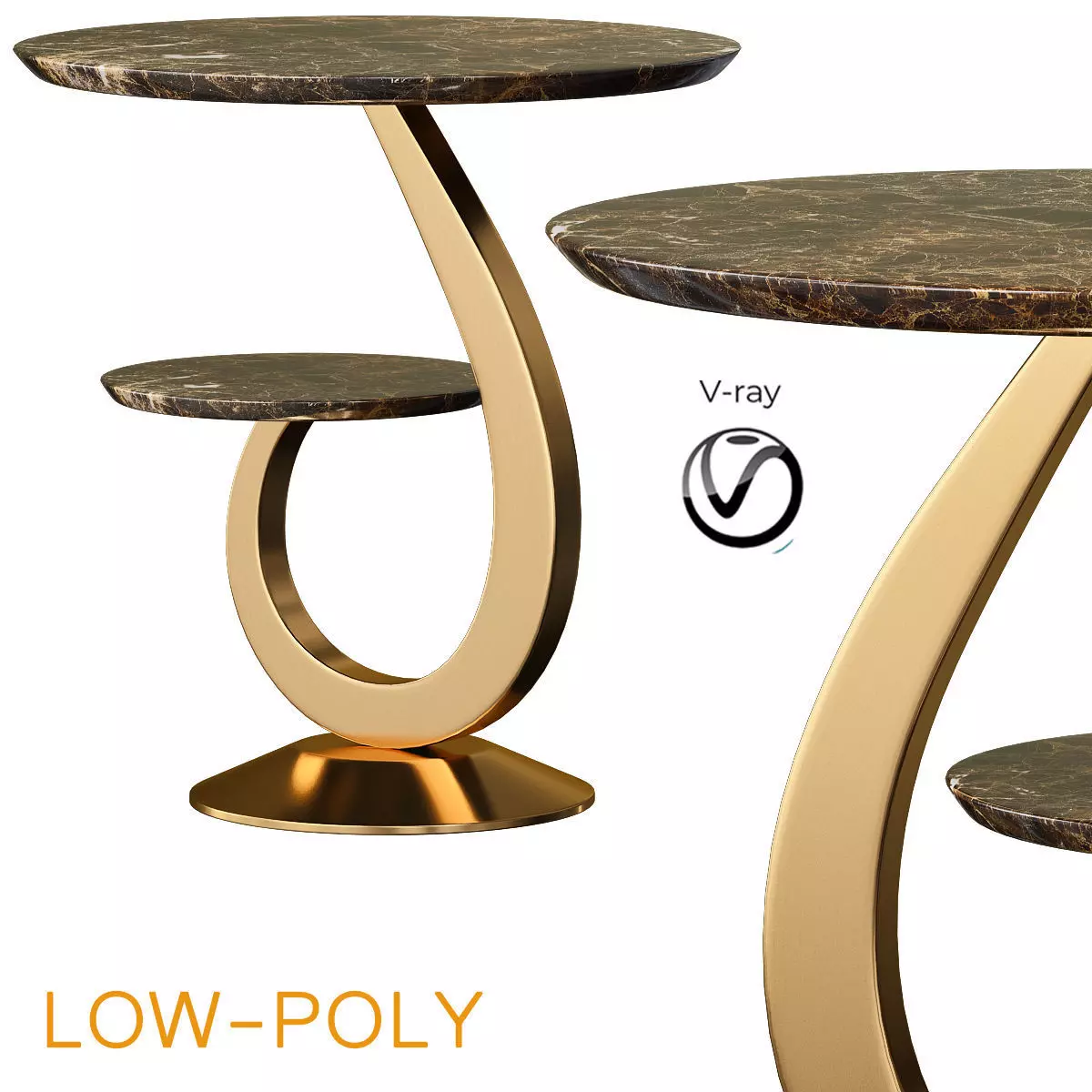 Lapidary Sculpted Drinks Table 3d model Low-poly 3D model_0