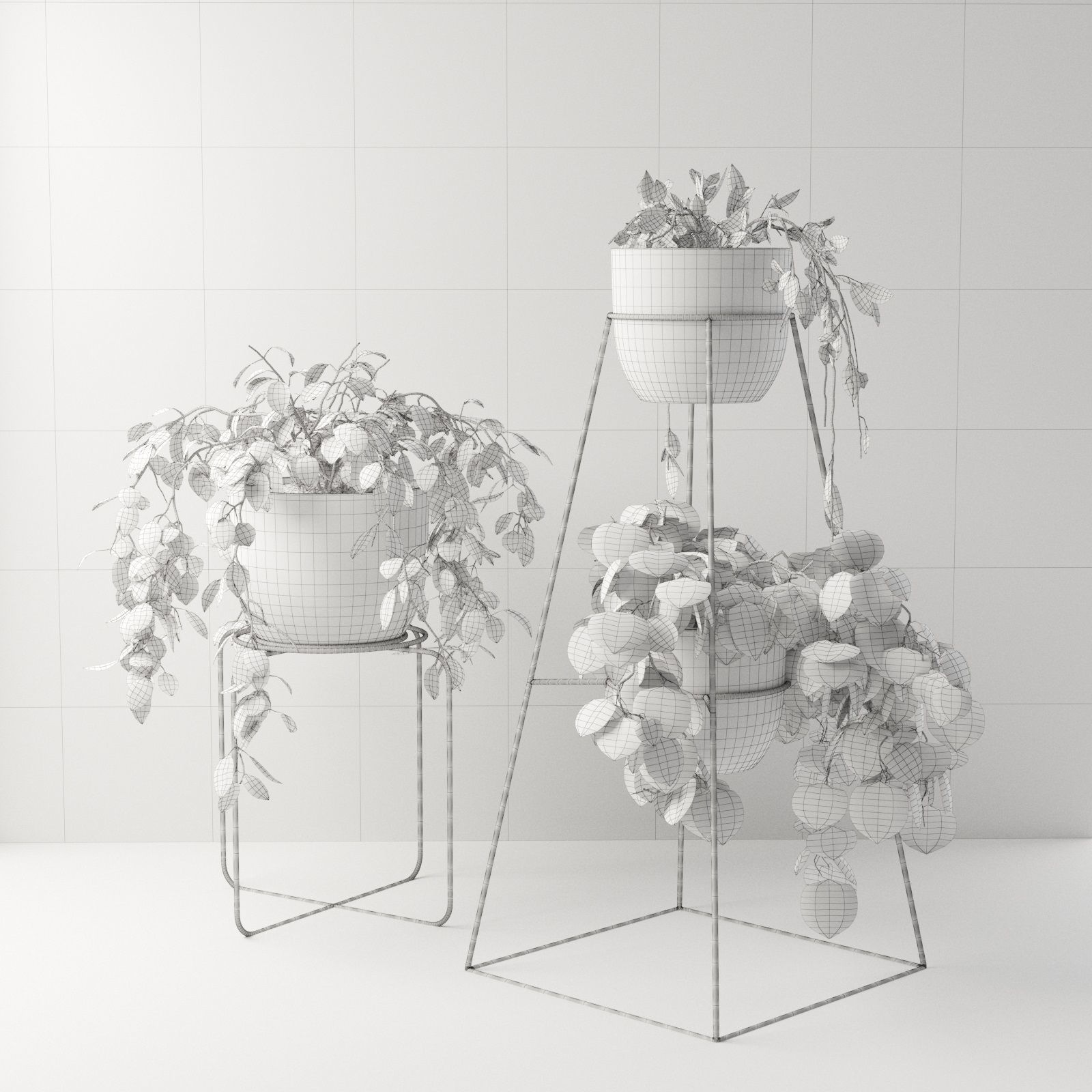 Montgolfier Pots with Plants 3D model_3