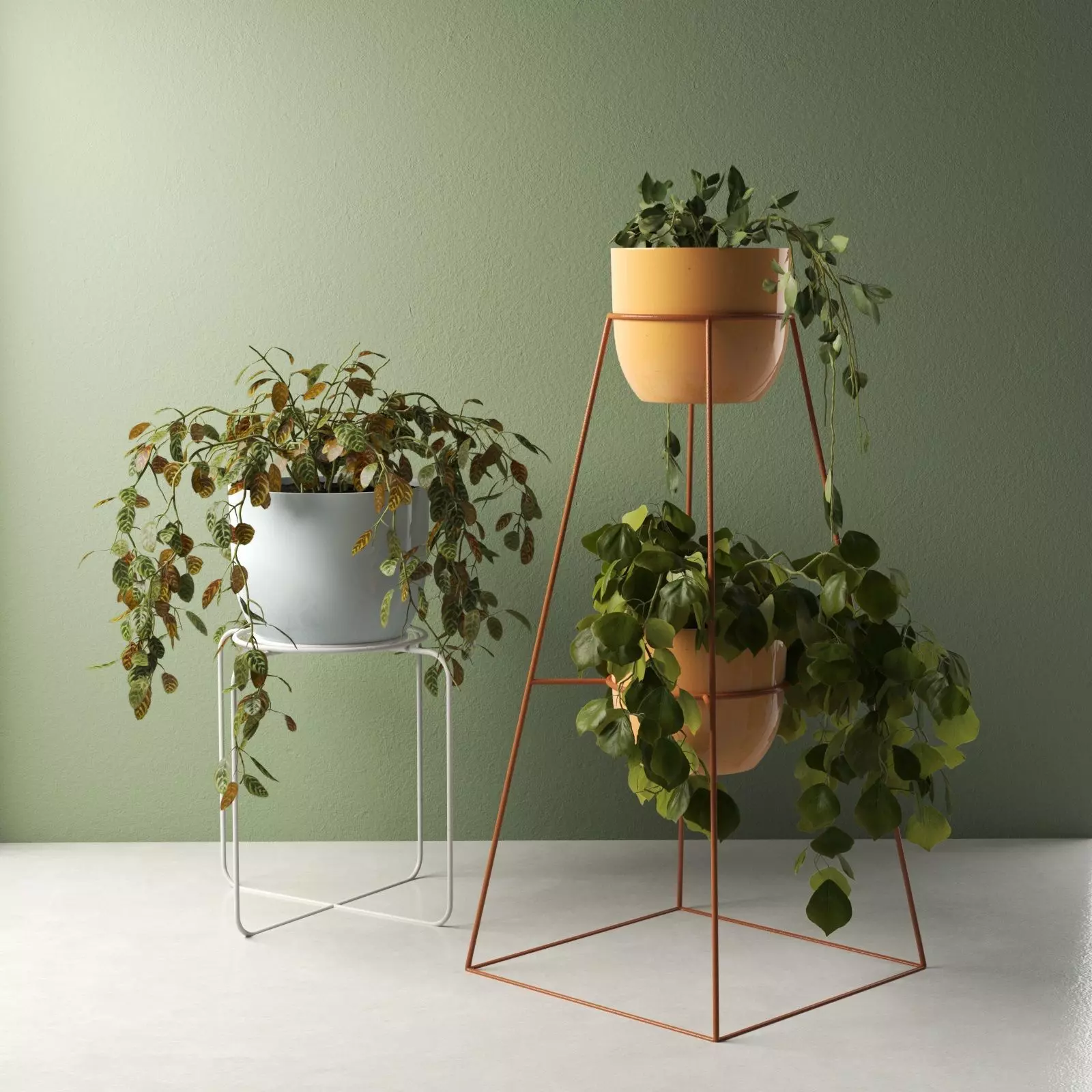 Montgolfier Pots with Plants 3D model_0