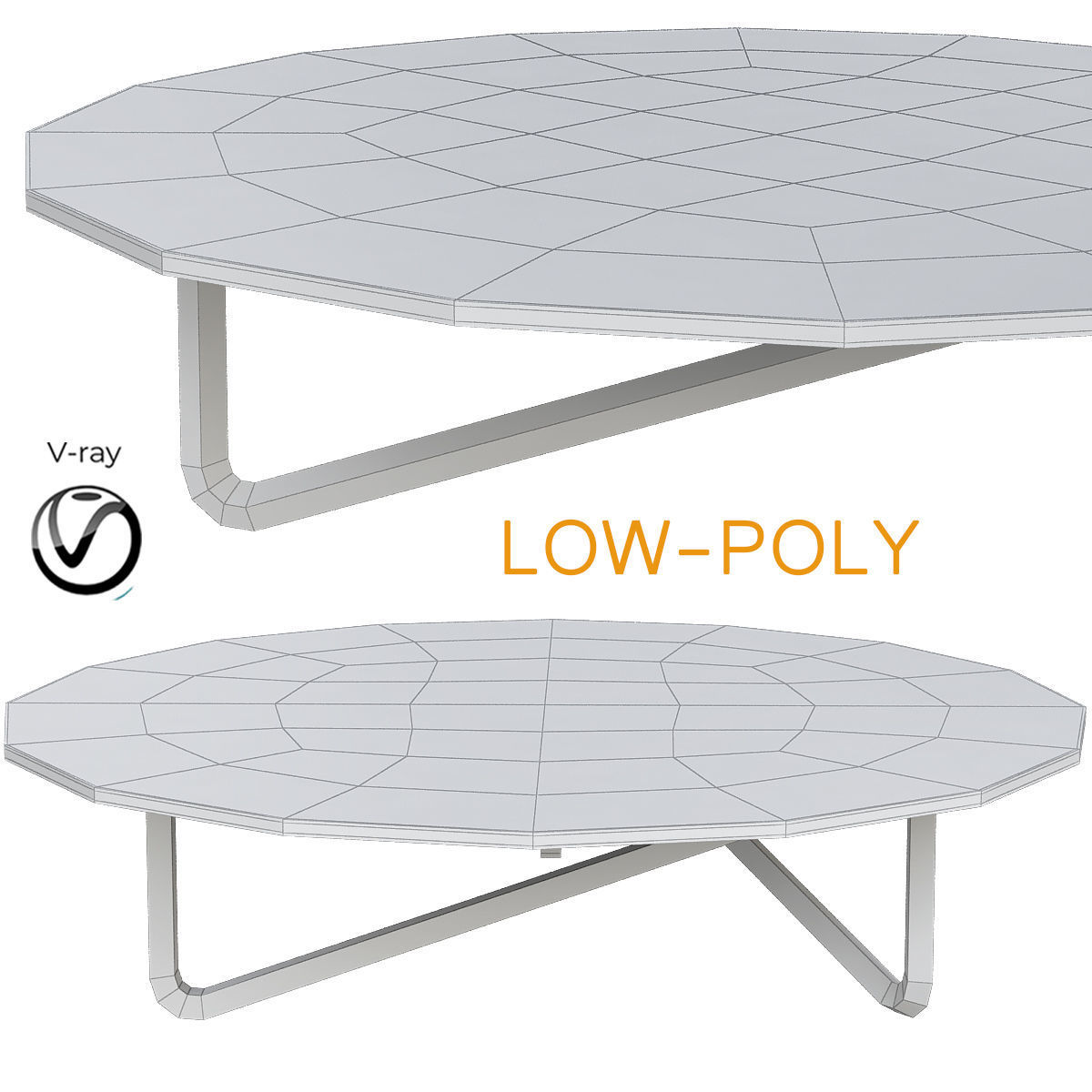 Tricom Coffee table 3d model Low-poly 3D model_1
