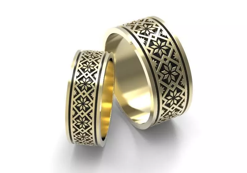 Wedding bands with tracery 3  3D print model_0