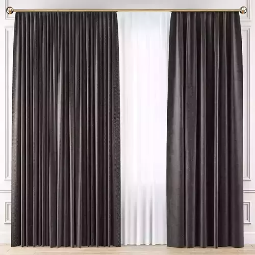 Curtains 3d model curtain on wooden wall