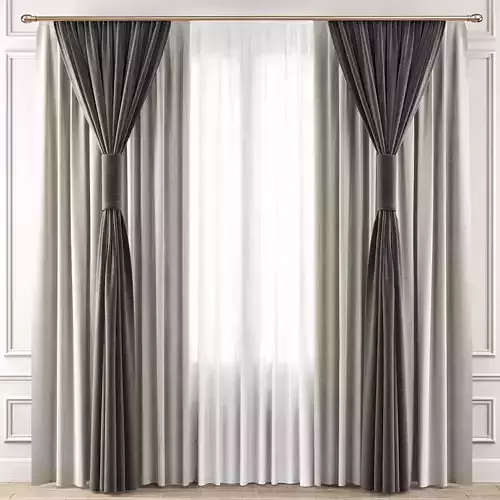 Curtains 3d model curtain with drapes