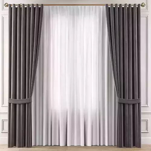 Curtains 3d model set of with drapes