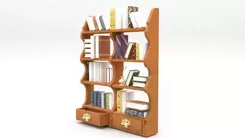 library wooden bookcase with drawers
