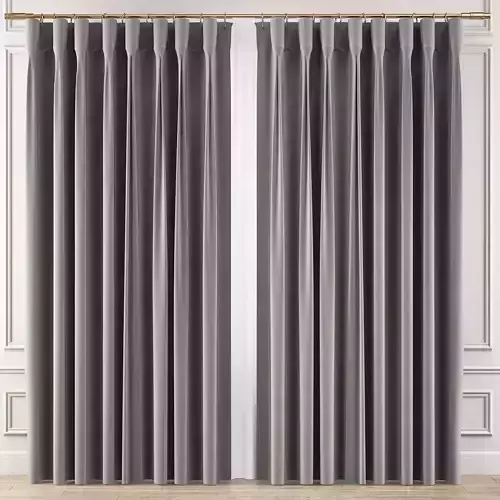 Curtains 3d model blackout curtain with pleats