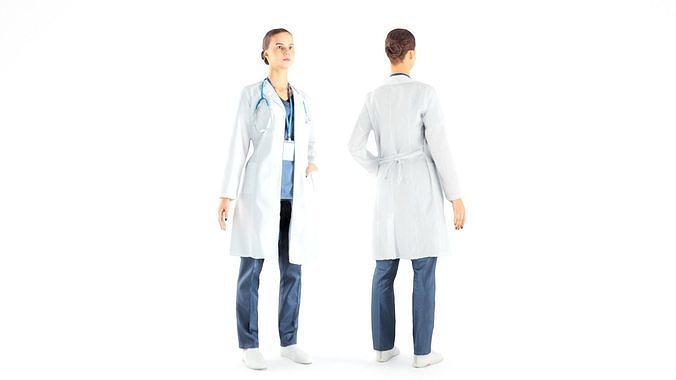 Female doctor 35 Low-poly 3D model
