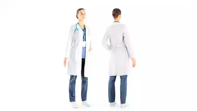 Female doctor 35 Low-poly 3D model