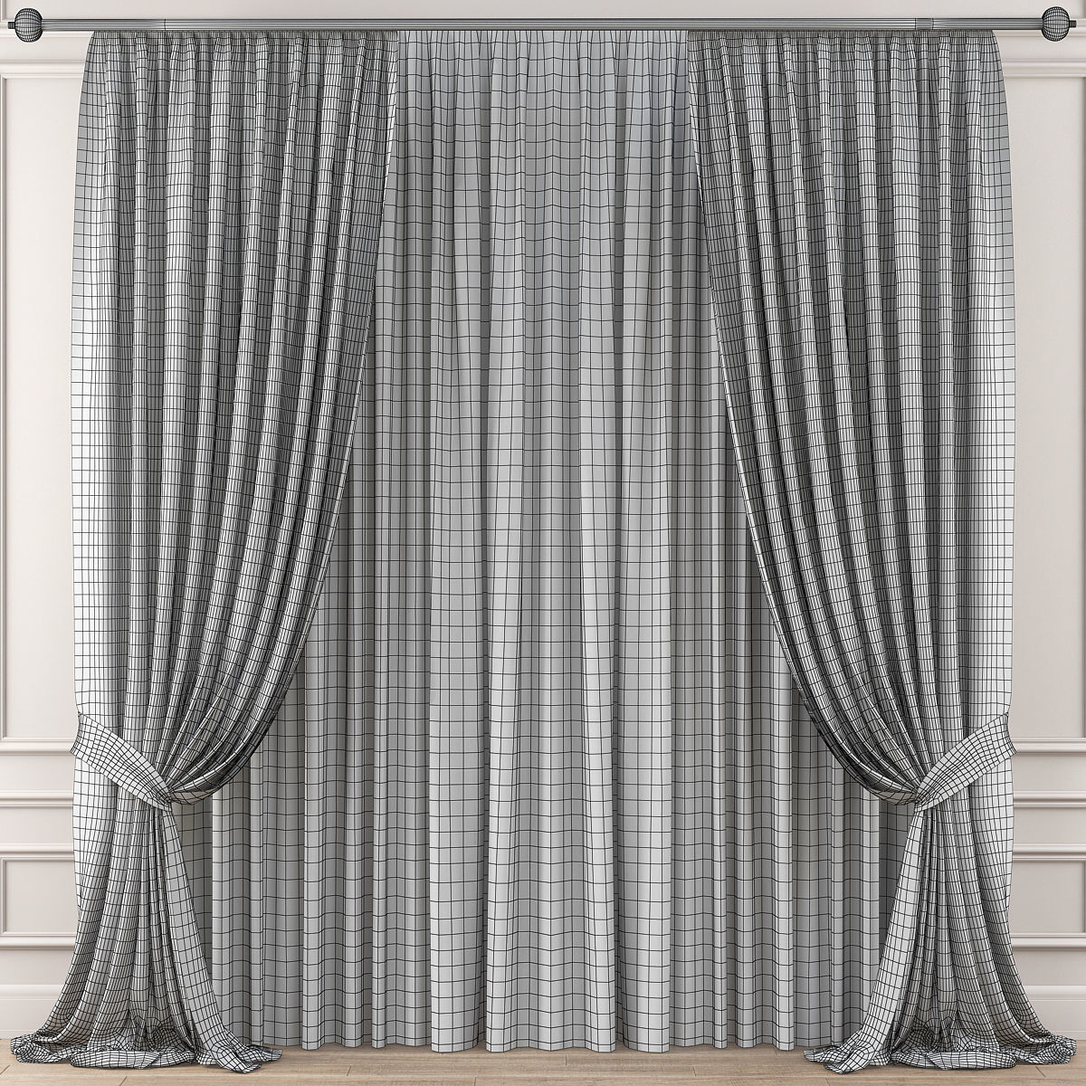 Curtains 3d model Low-poly 3D model_1
