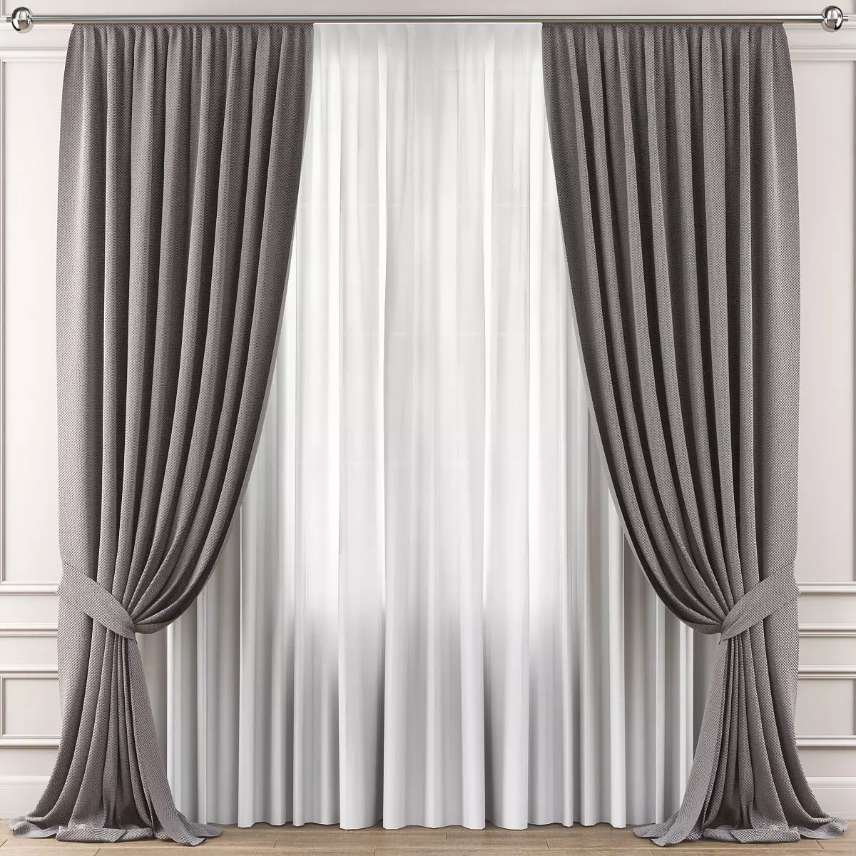 Curtains 3d model Low-poly 3D model_0