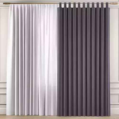 Curtains 3d model blackout curtain with stripes