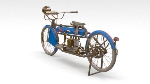 old motorcycle 3D model_4