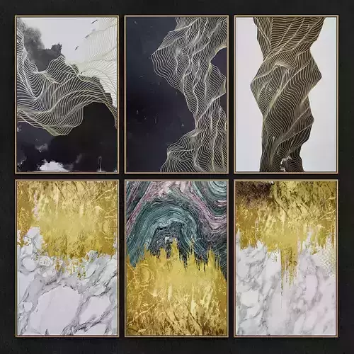 frames 3d model gold and marble wall art