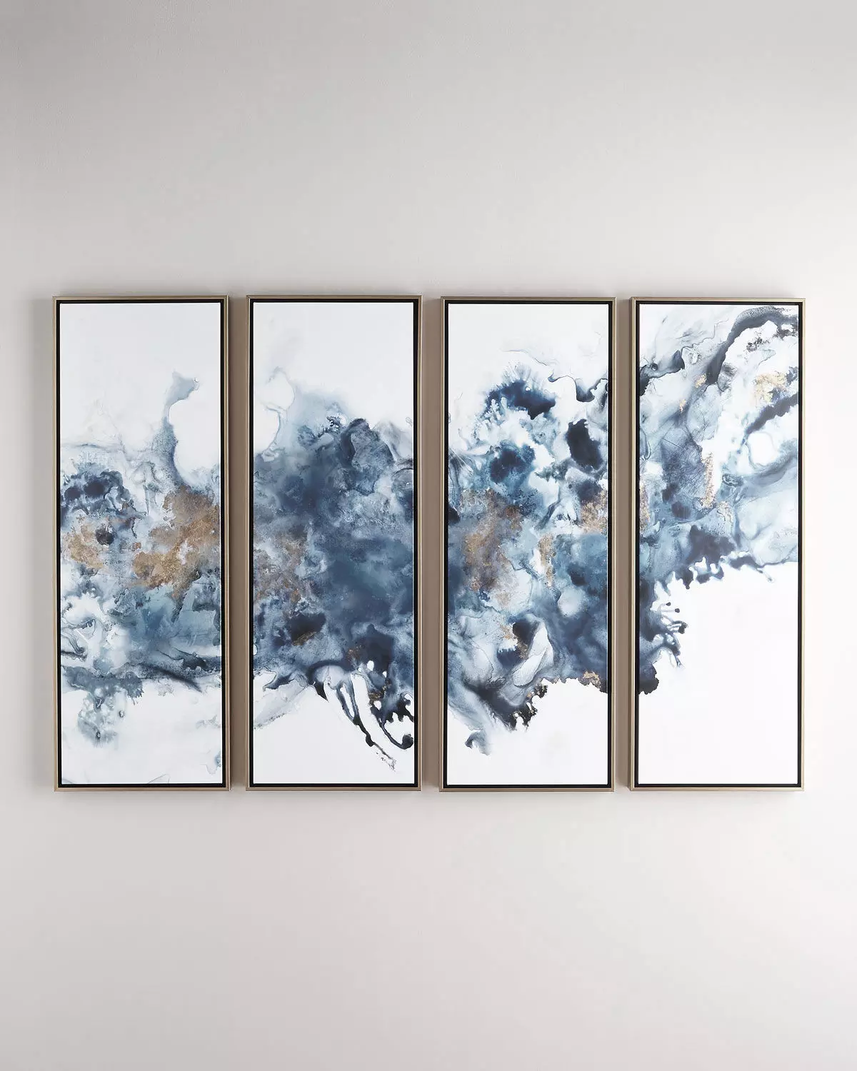 frames 3d model three framed abstract paintings gold on wall Low-poly 3D model_0