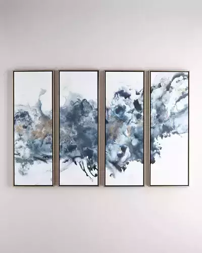 frames 3d model three framed abstract paintings gold on wall