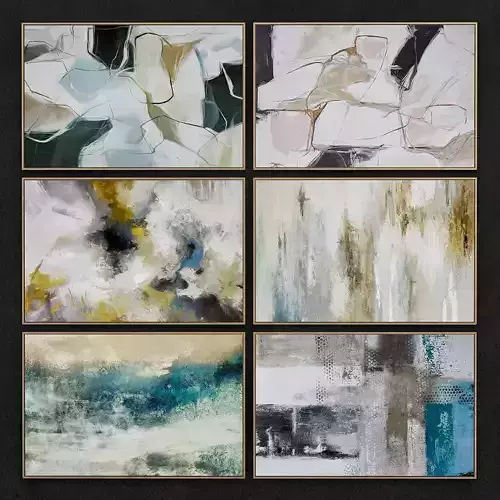 frames 3d model set of six abstract paintings