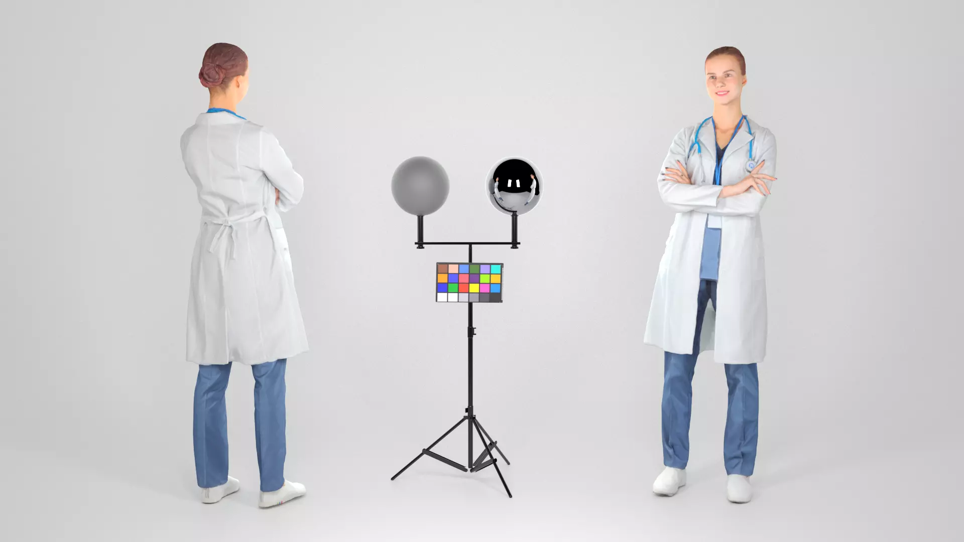 Female medical doctor 11 Low-poly 3D model_0