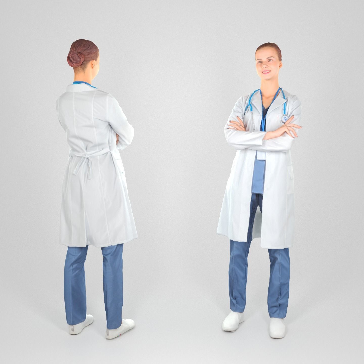 Female medical doctor 11 Low-poly 3D model_1