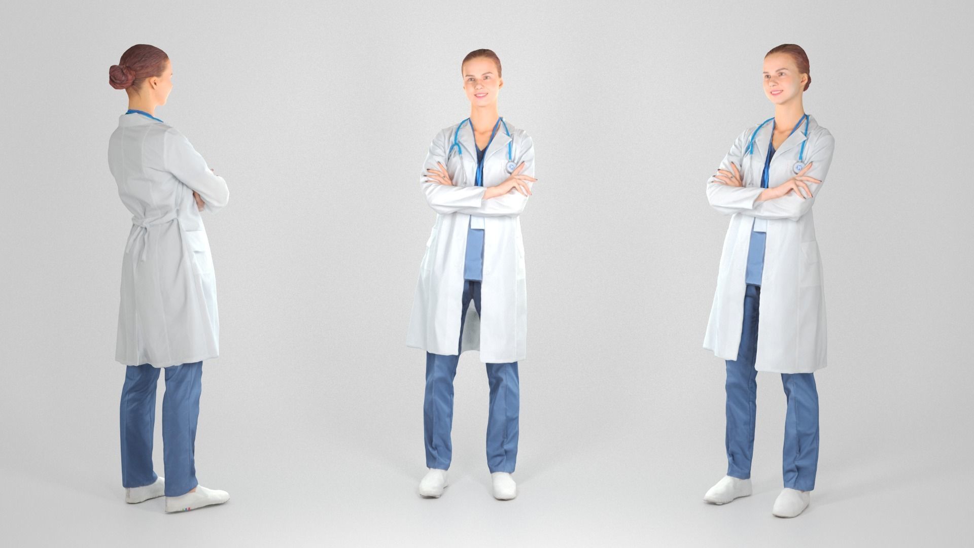 Female medical doctor 11 Low-poly 3D model_2