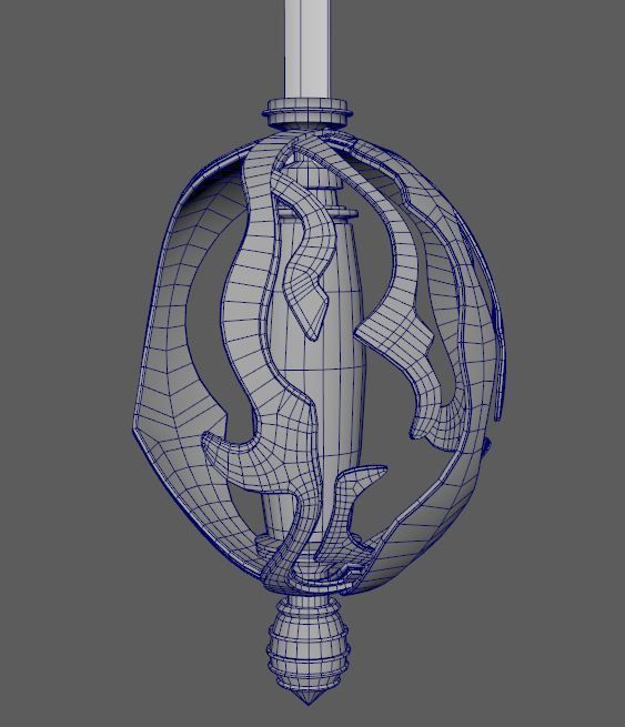 Rapier sword Low-poly 3D model_7