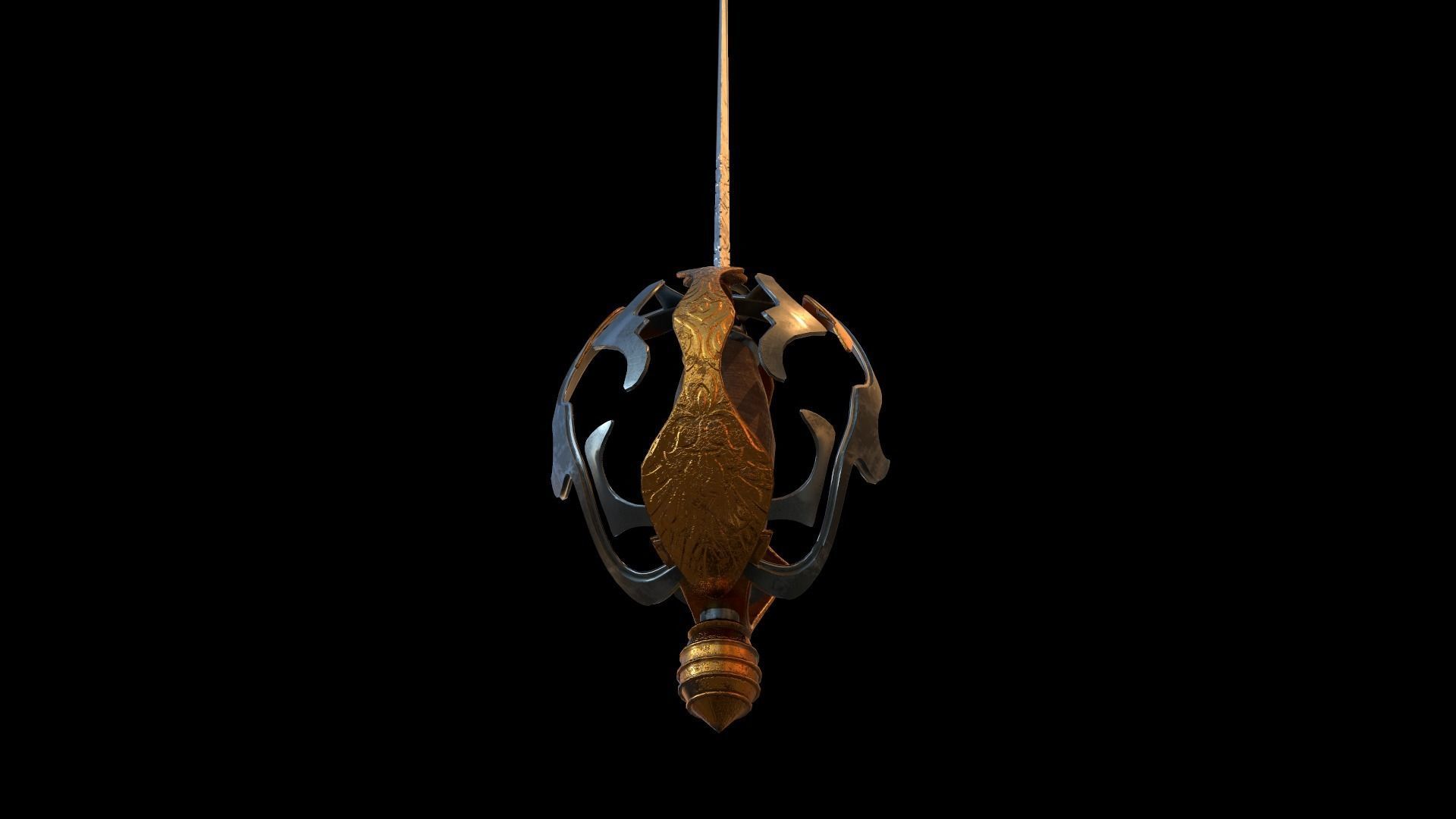 Rapier sword Low-poly 3D model_17