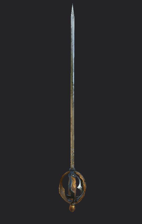Rapier sword Low-poly 3D model_4