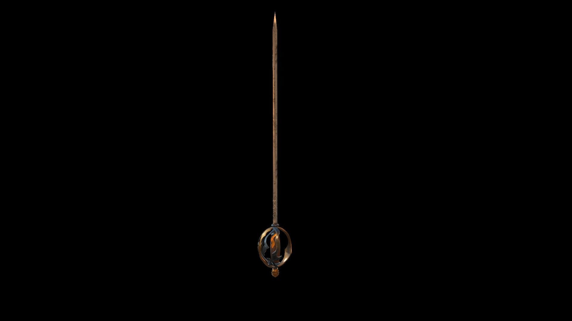 Rapier sword Low-poly 3D model_11