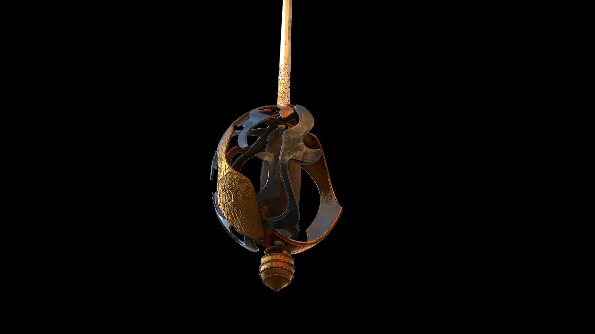 Rapier sword Low-poly 3D model_18