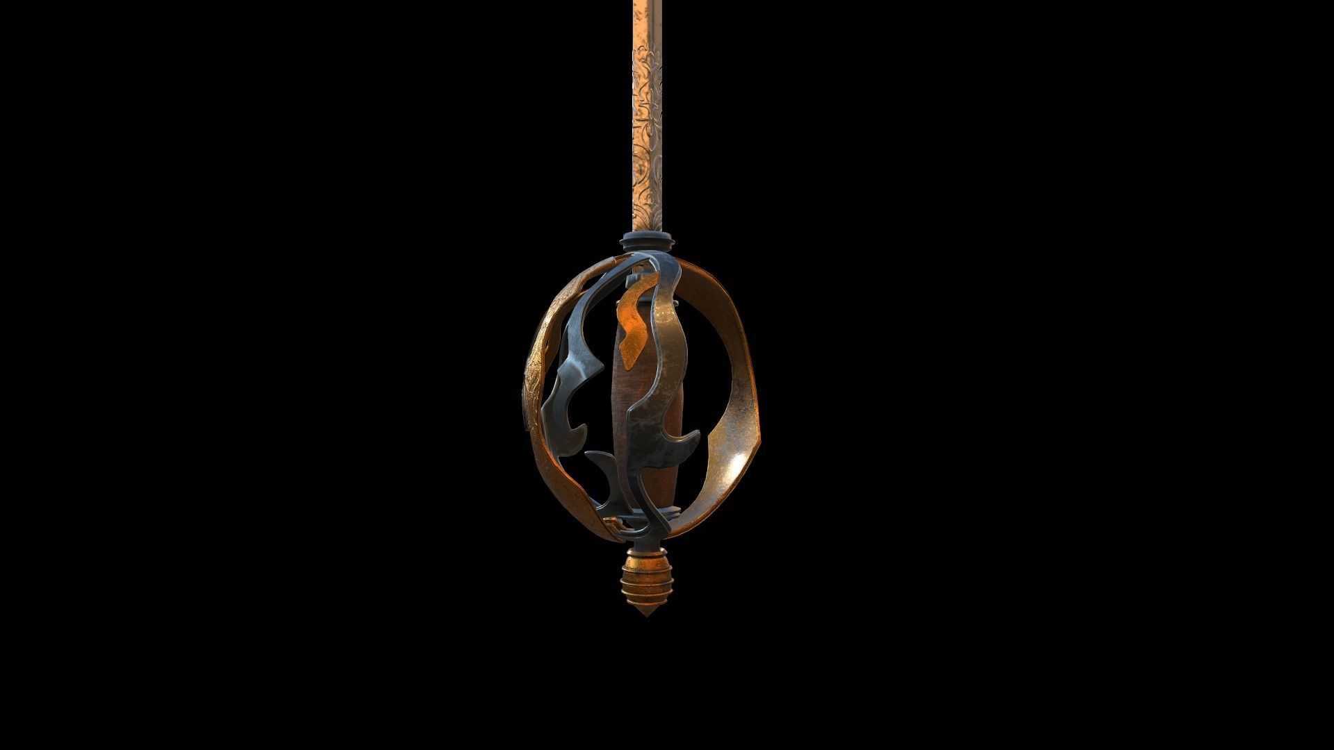 Rapier sword Low-poly 3D model_10