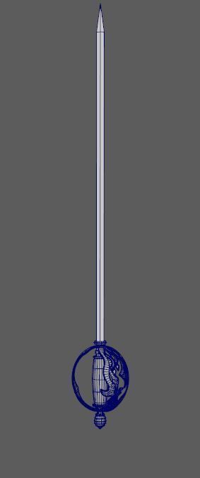 Rapier sword Low-poly 3D model_6