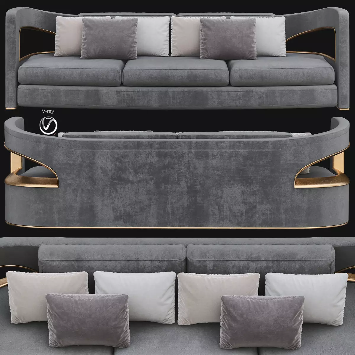 Jonathan Adler Bacharach Sofa 3d model Low-poly 3D model_0