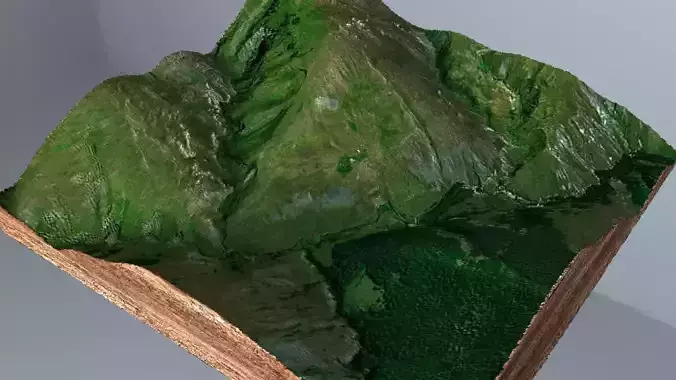 Green terrain Landscape 3D model Low-poly 3D model