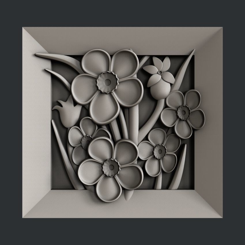 3d STL models for CNC router flower 3D model_8