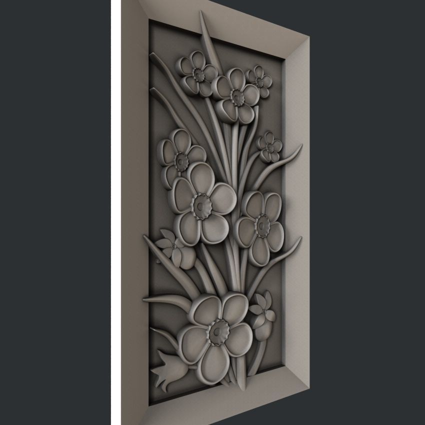 3d STL models for CNC router flower 3D model_3