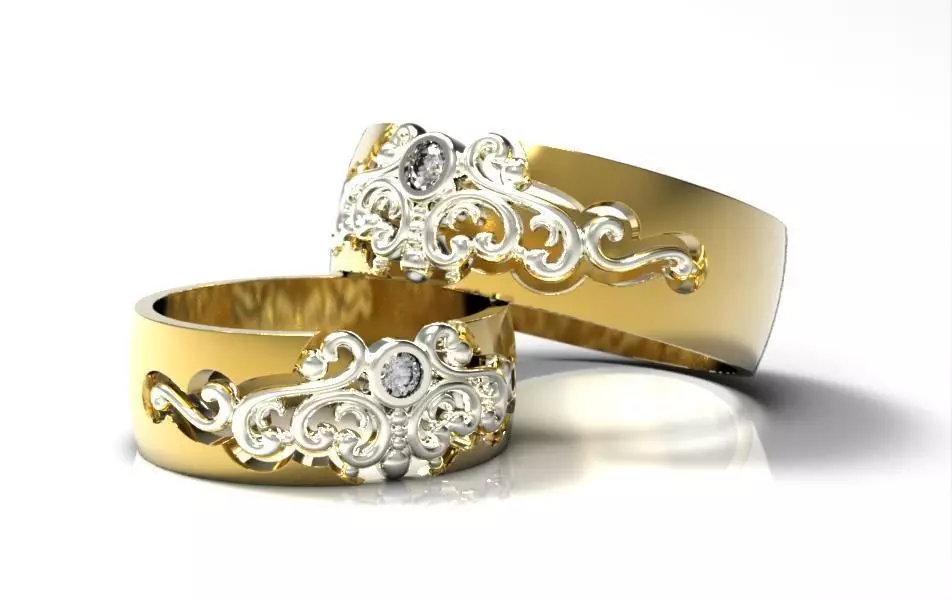 Wedding bands with diamonds2 3D print model_0