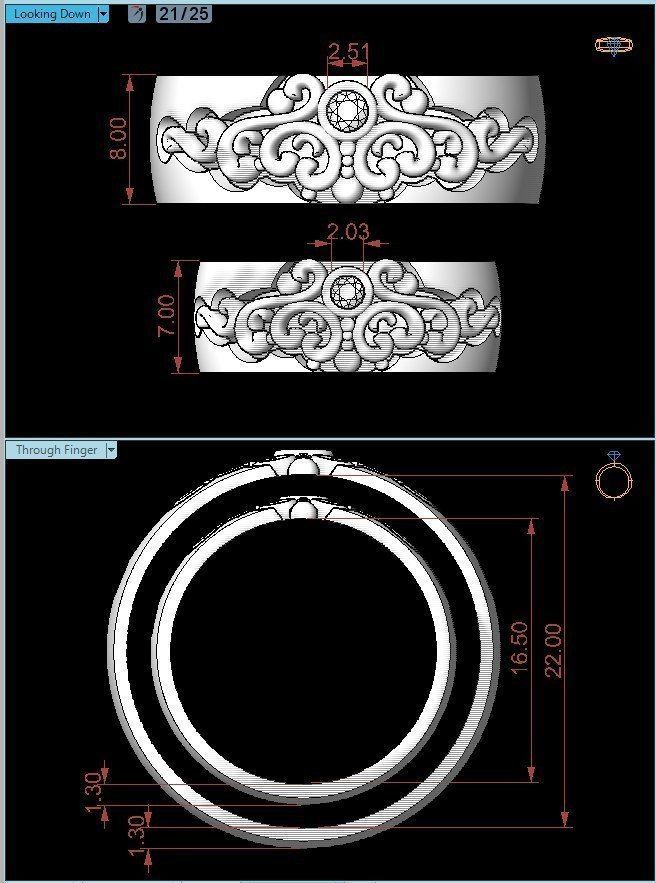 Wedding bands with diamonds2 3D print model_1