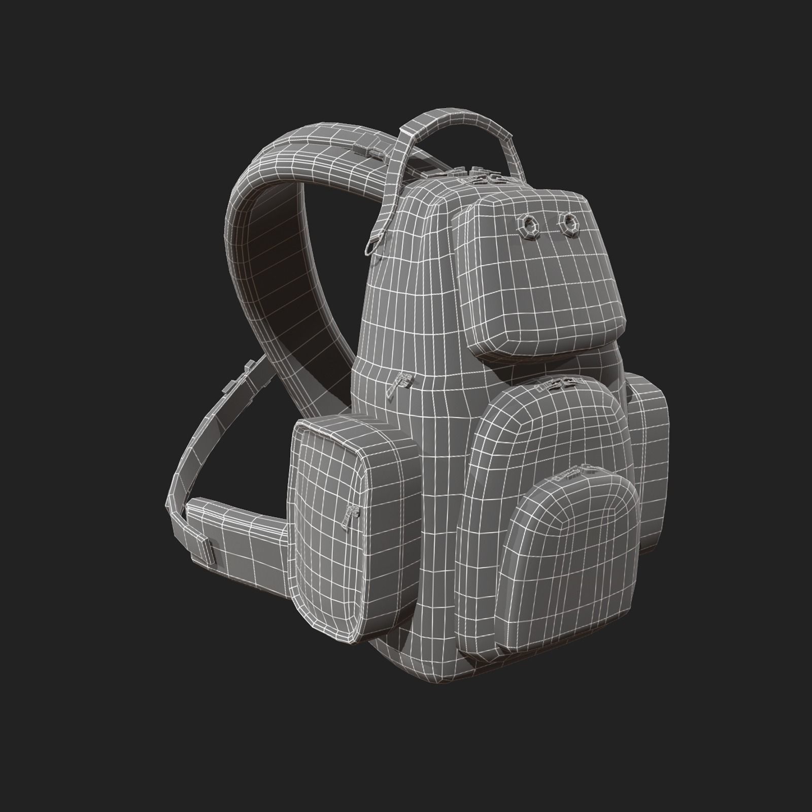 Backpack Camping scifi Generic Low-poly 3D model_6
