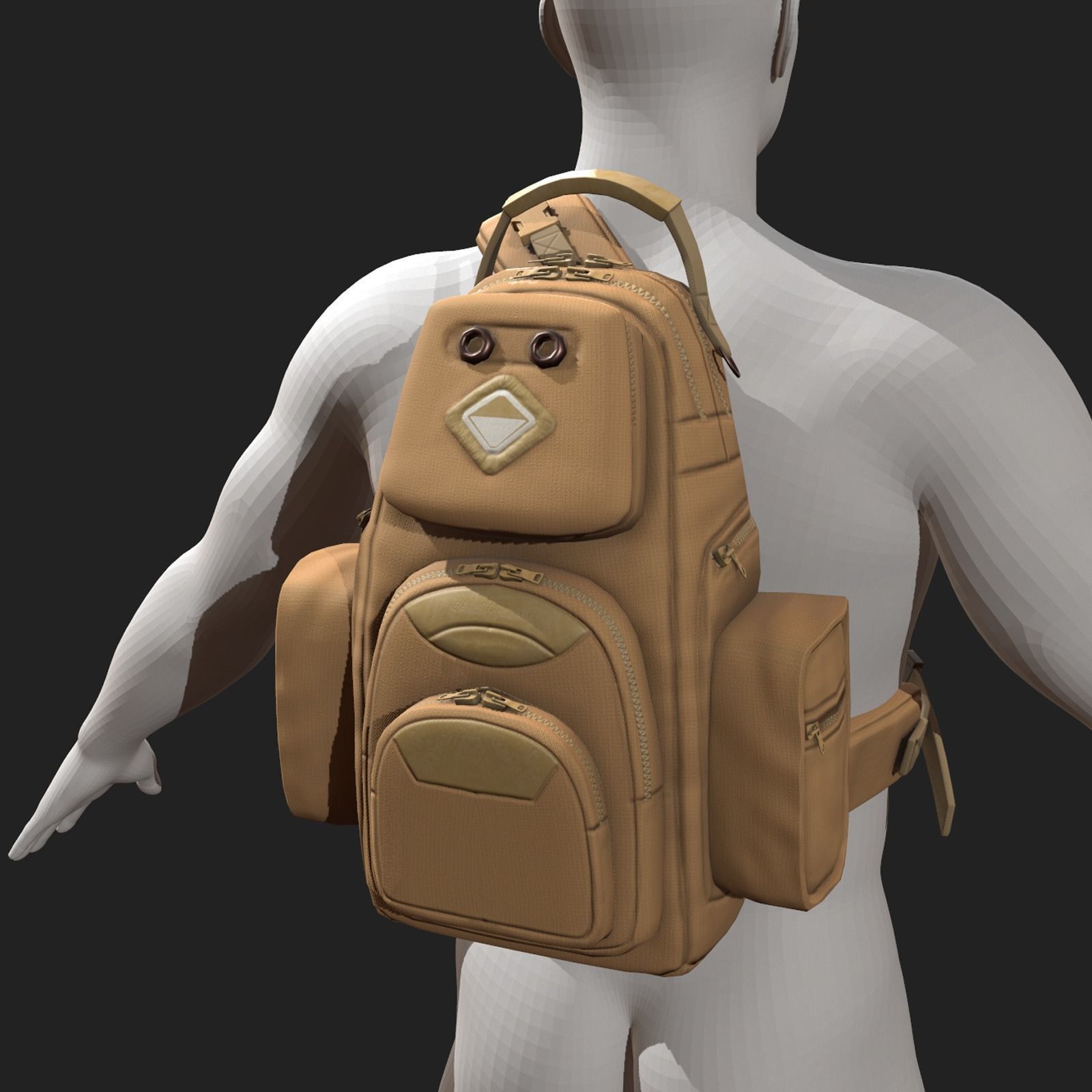 Backpack Camping scifi Generic Low-poly 3D model_4