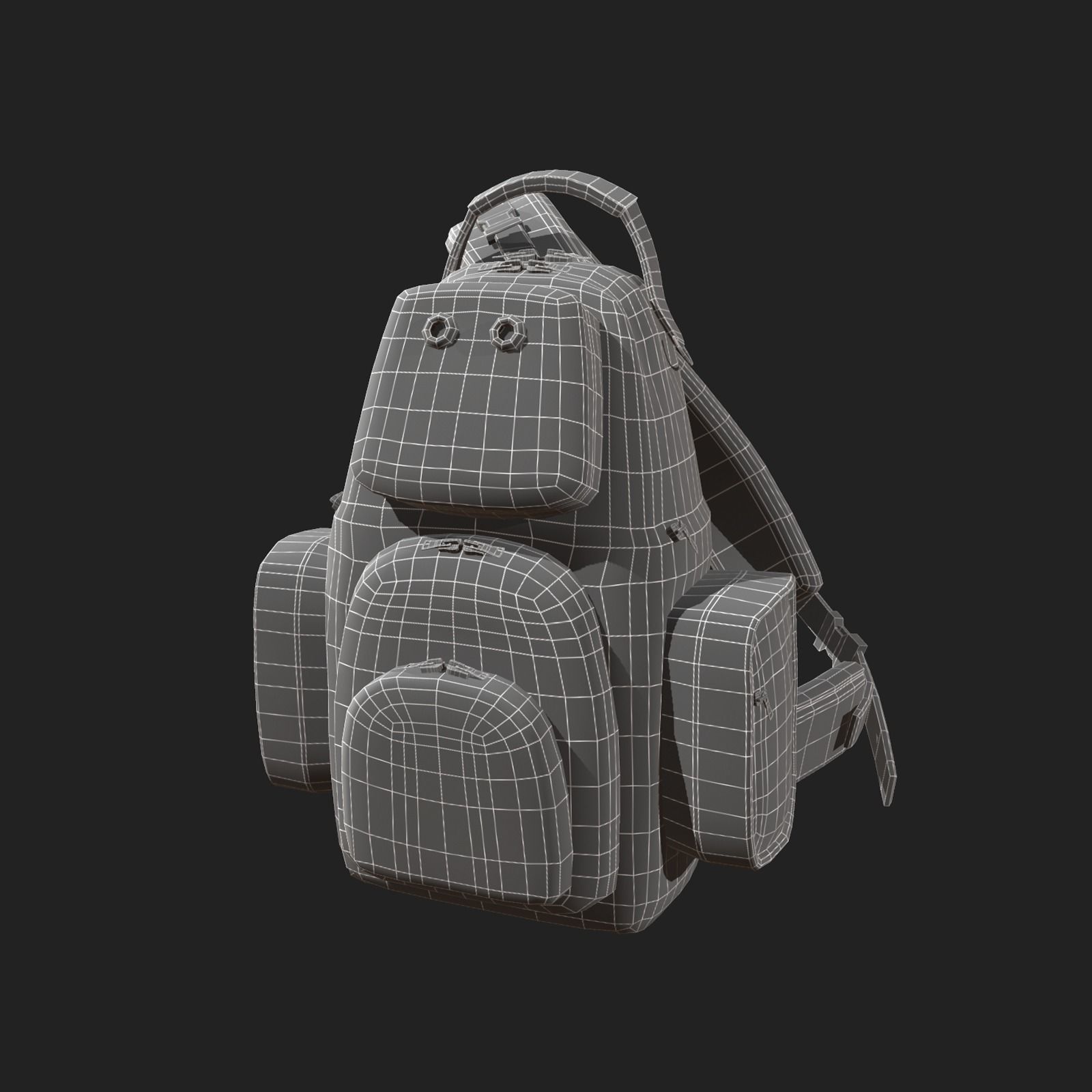 Backpack Camping scifi Generic Low-poly 3D model_7