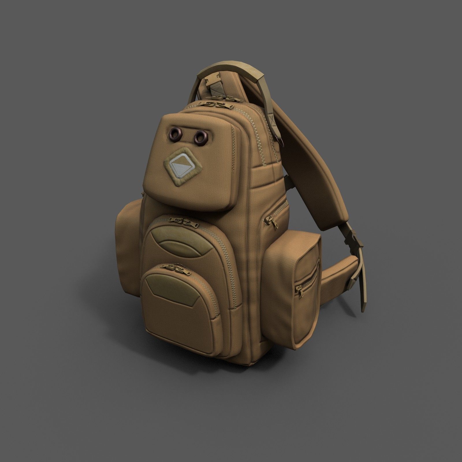 Backpack Camping scifi Generic Low-poly 3D model_2