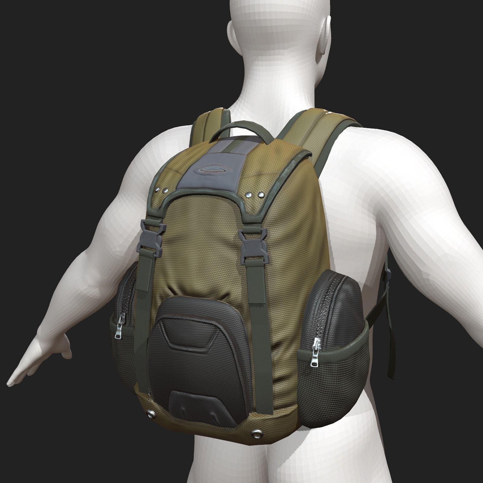 Backpack Camping scifi Generic ver2 Low-poly 3D model_4