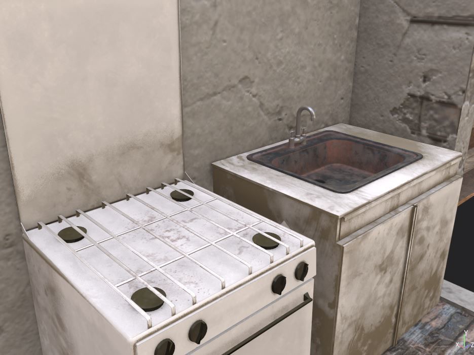 Old modular beach bar Low-poly 3D model_2