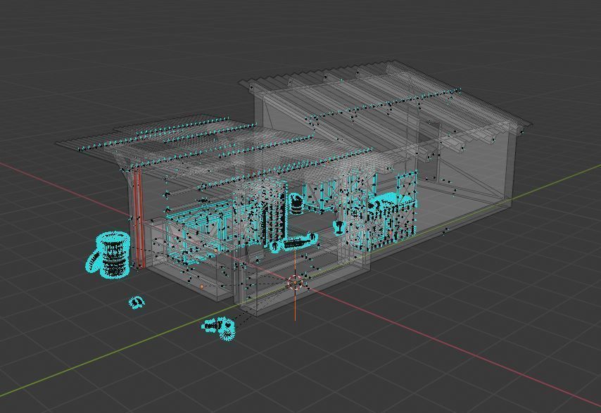 Old modular beach bar Low-poly 3D model_1
